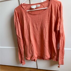 Cynthia Rowley Coral Long Sleeve Linen Tee